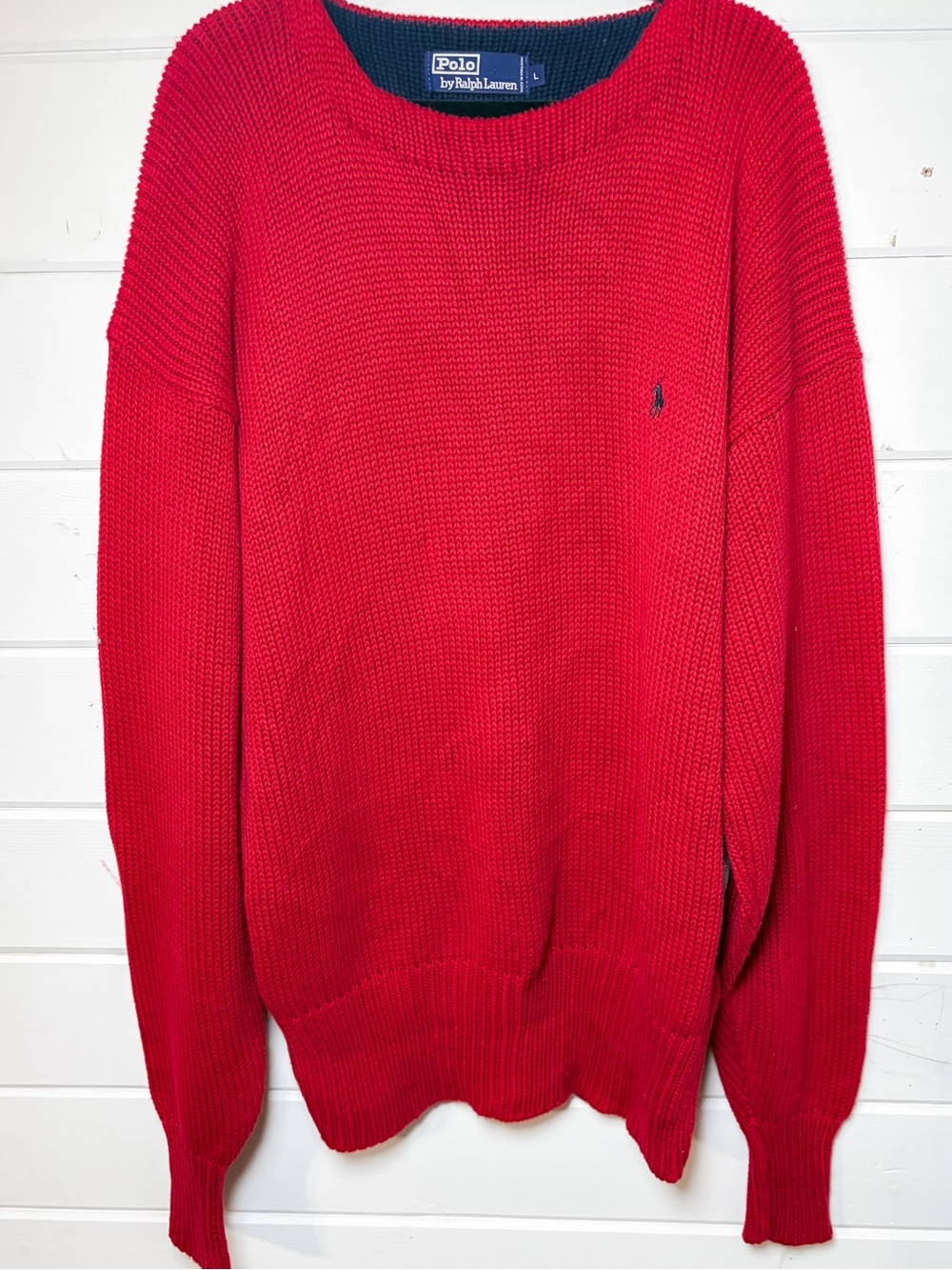 Polo Ralph Lauren Red Crewneck Knit Sweater Large
